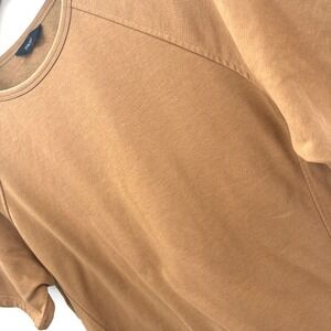 Dokotoo Short Sleeve Sweatshirt Women L Camel Brown Crewneck Casual Pullover Top